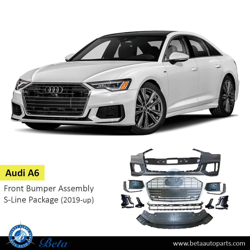 Audi A6 S-Line (2019-Up), Front Bumper with Park Assist with Radiator Grille, China, 4K0807065C Audi A6 S-Line (2019-Up), Front Bumper with Park Assist with Radiator Grille, China, 4K0807065C